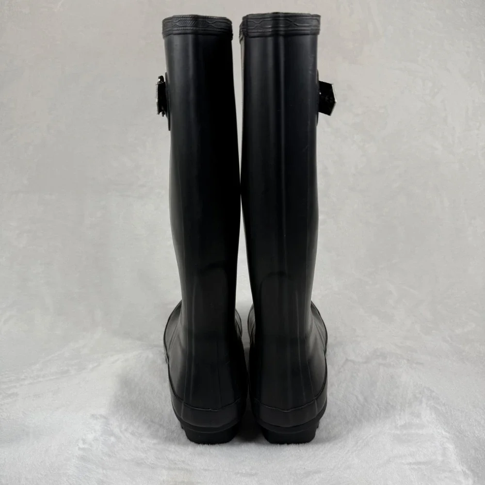 Pendleton Black Rubber Tall Rain‎ Boots Womens Size 7 Southwestern Lining Buckle